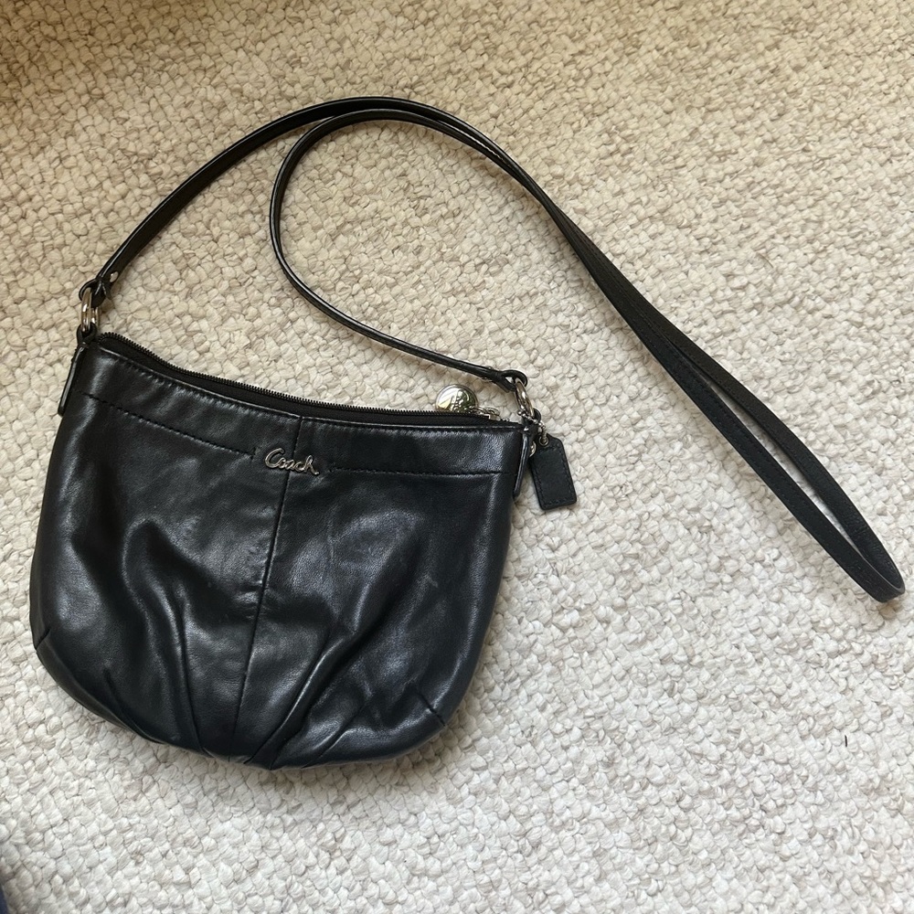 Authentic Black Leather Coach bag